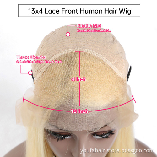 Best Quality HD 613 Color 13x4 Transparent Lace Front Wig Human Hair Body Wave Blonde Full Lace Wig Blonde Hd Lace Frontal Wigs